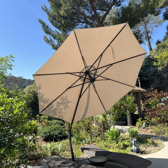 Cantilever Umbrella with Base Included - Champagne, 106.3" H x 132" W x 132" D