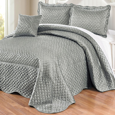 4 Piece Matte Satin Bedspread Set