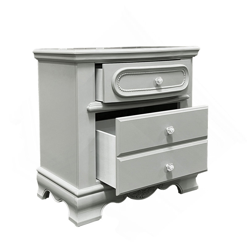 Grey 3-Drawer Nightstand