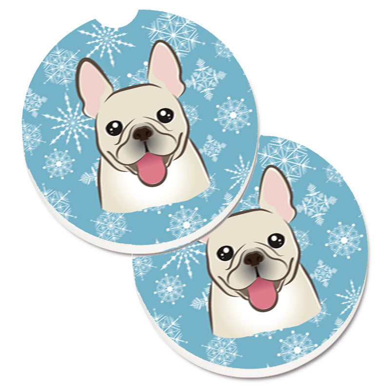Sous-verre de voiture de neige, Bouledogue français blanc