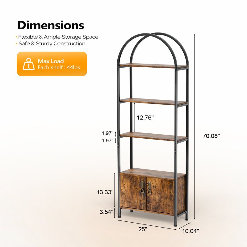 Rotten Wood Color Display Case Curved Iron Pipe Double Door 3 Tiers