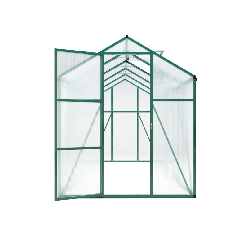 Serre en aluminium robuste de 6 x 10 pi avec panneaux en polycarbonate, base surélevée et cadre coupe-vent pour le jardinage extérieur