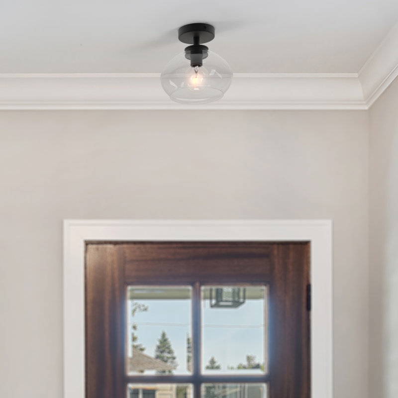 Kinsmon Plug & Play 1-Light Semi Flush Mount in Transitional and Modern Style-9 Inches Tall and 10 Inches Wide, Matte Black