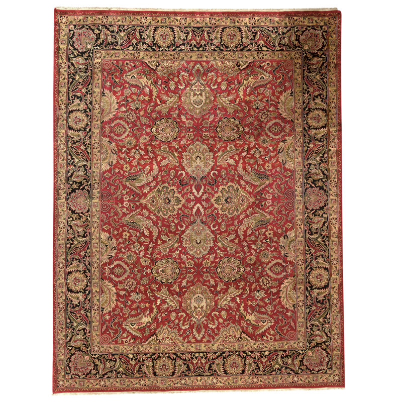 Hand Knotted Wool Oriental Area Rug in Red