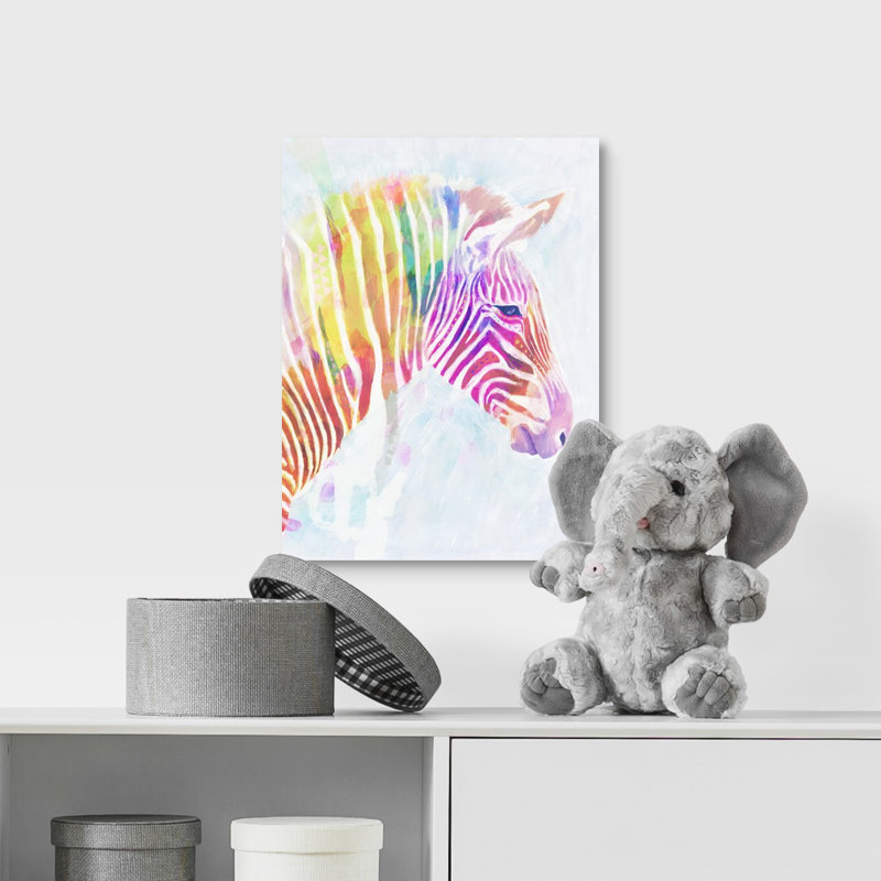 Zèbree fluorescente ii art Sharpton, Toile tendue, H 16 po x l 12 po x P 1,25 po