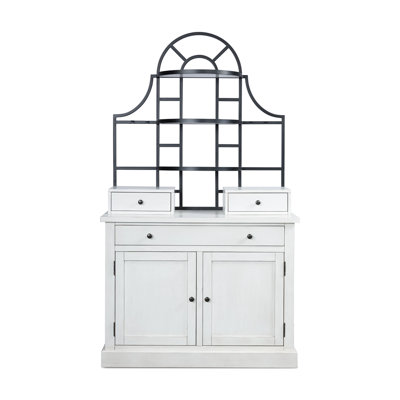 Gela Baker’S Rack W Hutch, Cabinets And Shelves, Antique White Finish