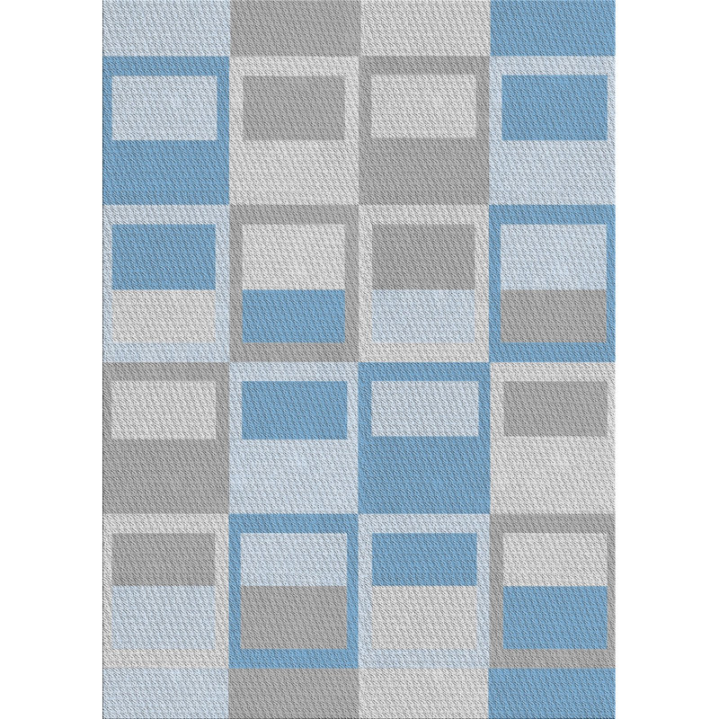 Tapis bleu/beige à motifs, Rectangle 2 pi x 3 pi