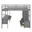 Lit mezzanine double avec bureau intégré, deux tiroirs et tablettes de rangement pour les adolescents, aucun sommier nécessaire