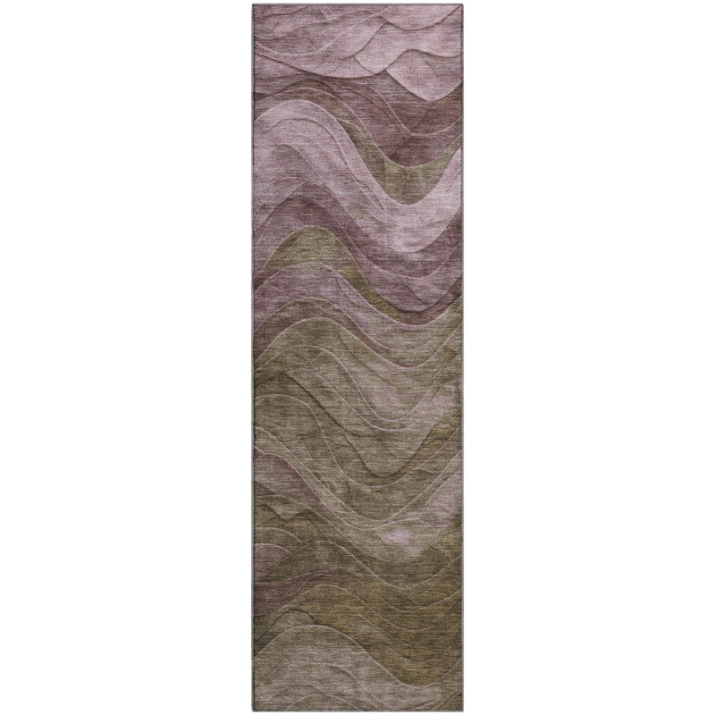 Premium Machine Washable Milardo AMF1700 Swirls Rug, Runner 2'3" x 7'6"