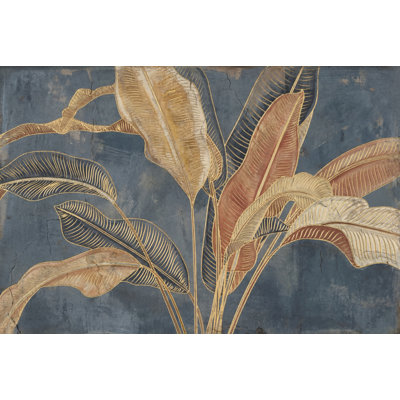 Tropical Leaves Wallpaper Botanical Navy Background Wall Mural