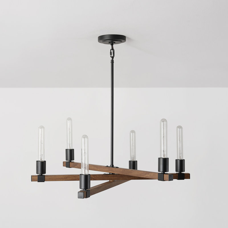 Walken 6 - Light Dimmable Wagon Wheel Chandelier