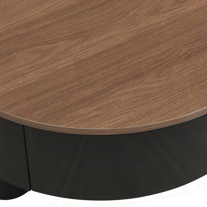 Ensemble de 2 tables basses rondes gigognes, Brun / Noir