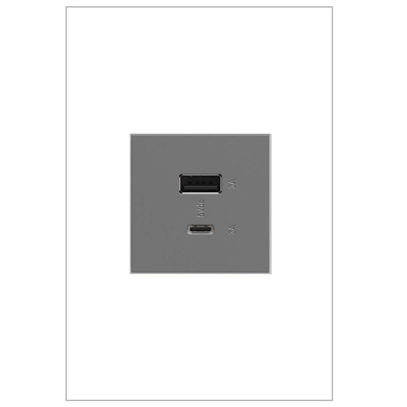 Adorne Ultra-fast Usb Type A/C Outlet, Magnesium
