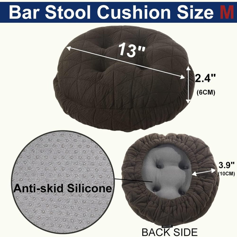 Coussin de tabouret de bar rond, jacquard de luxe Dia.13 avec coussin de tabouret de bar en silicone antidérapant rembourré