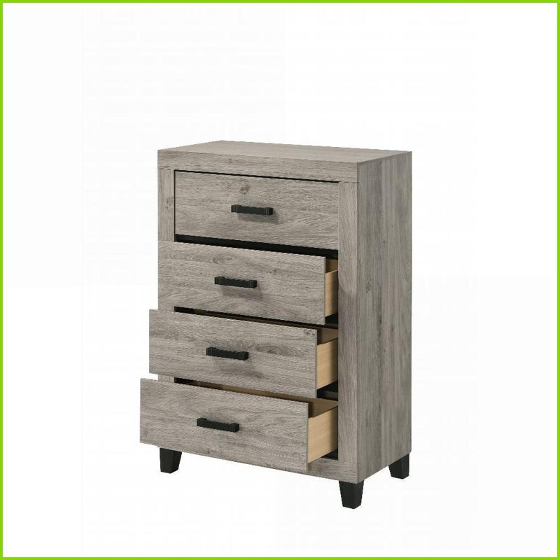 Commodes | Commode moderne à 4 tiroirs Mari | Gris clair | Bois synthétique
