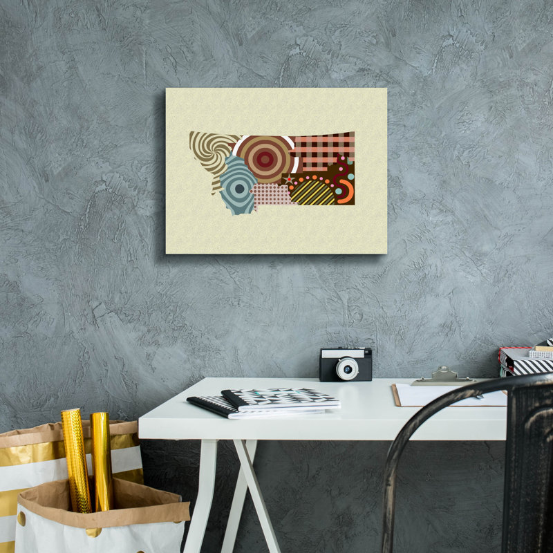 «Montana State Map» par Lanre Adefioyue, H 12 po x l 16 po x P 0,75 po