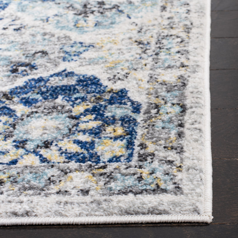 Kaylynn Ivory/Blue Rug, Rectangle 91 x 152 cm