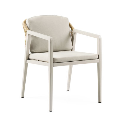 Chaise d'extérieur avec coussin et cadre en fer 2 pièces Fauteuil avec chaises tissées et imperméables Fabrication imperméable Apparence confortable Gris météo