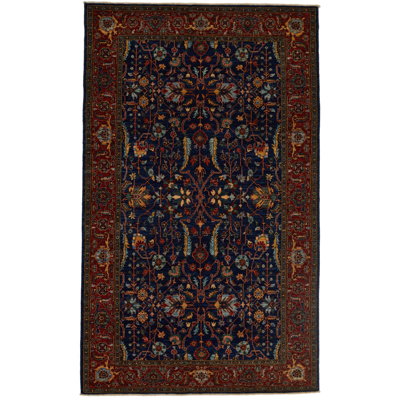 Tapis bleu marine et rouille 5 x 8