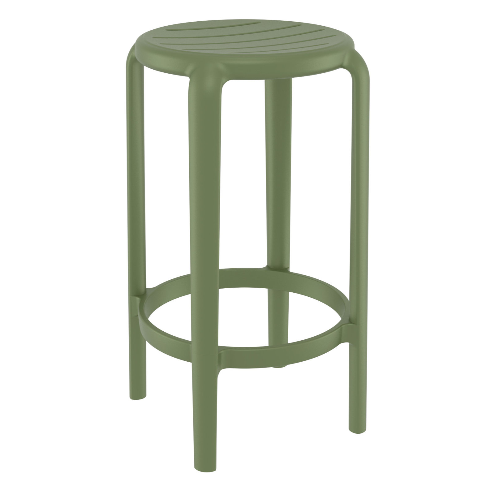 Awan Backless Outdoor Bar Stool, 25.75", Olive Green