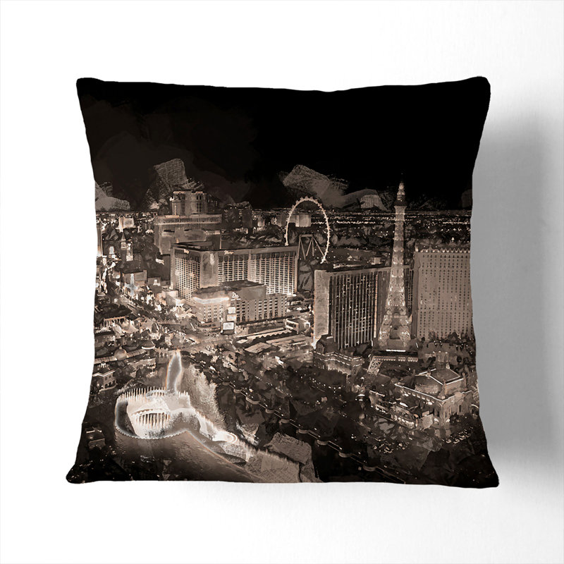 Las Vegas Skyline at Night Cushion with Filling, 40cm H x 40cm W x 15cm D