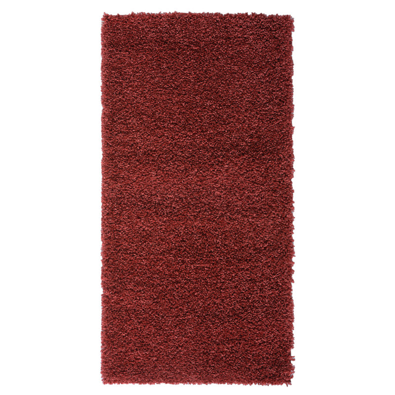 Lush Solid Colour Machine Woven Weinrot Area Rug, Rectangular 70 x 140cm