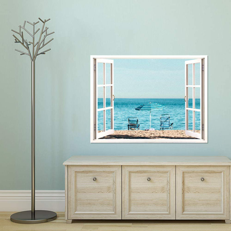Murale chaise de plage bleu sarcelle, L 32 po x l 24 po