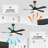 45" 5-ABS Blades Indoor Ceiling Fan Light With Remote Control, Compatible With App And Speaker Control，Black-356388833