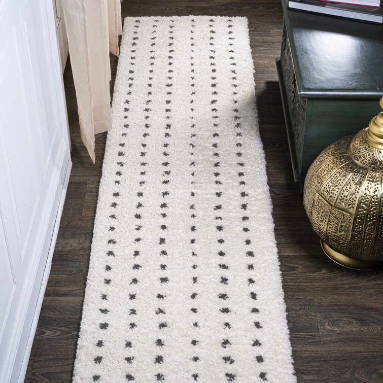 Pele Modern Geometric Dot Shag White/Gray Rug