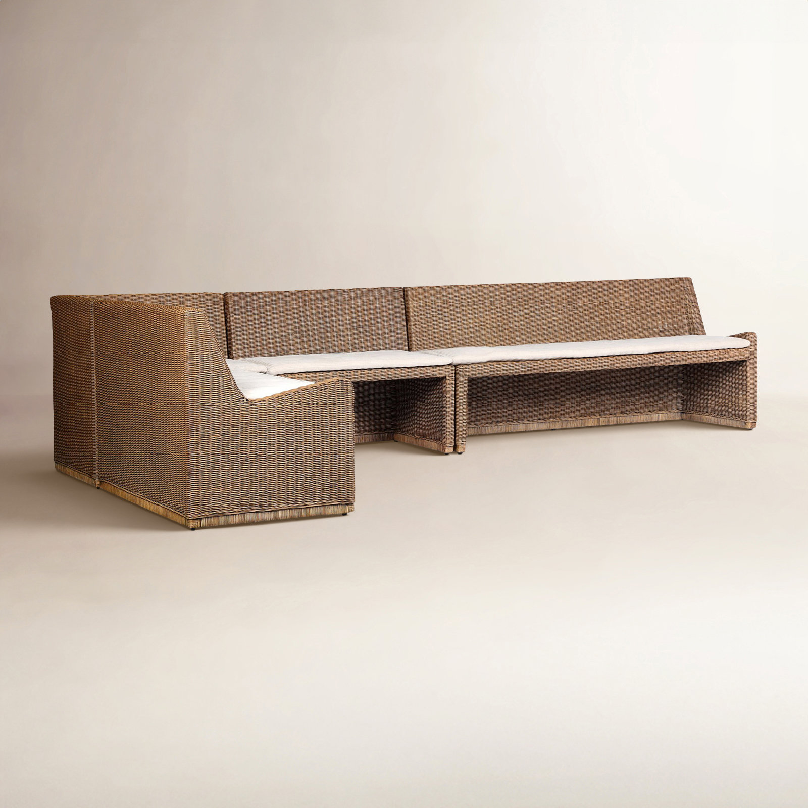 Senna 83" Woven Dining Banquette, 32.5" H x 144.75" W x 83.25" D, Left Hand Facing