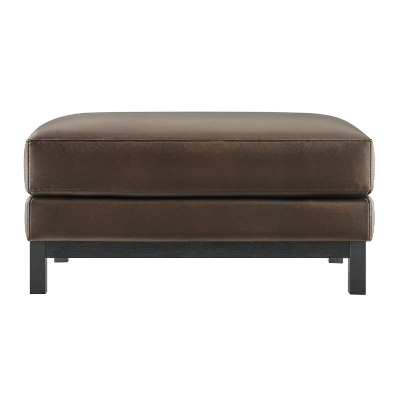 Roscoe Vegan Leather Ottoman, Espresso, Black