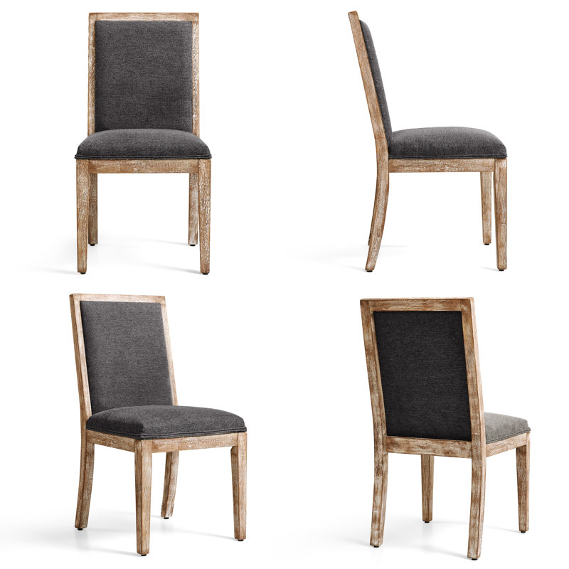 Chaise rembourrée en bois massif, Gris