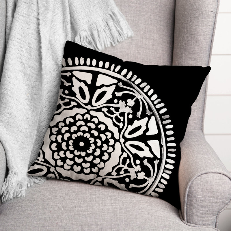 Housse et insert de coussin extérieur d'extérieur, Noir, Floral 5