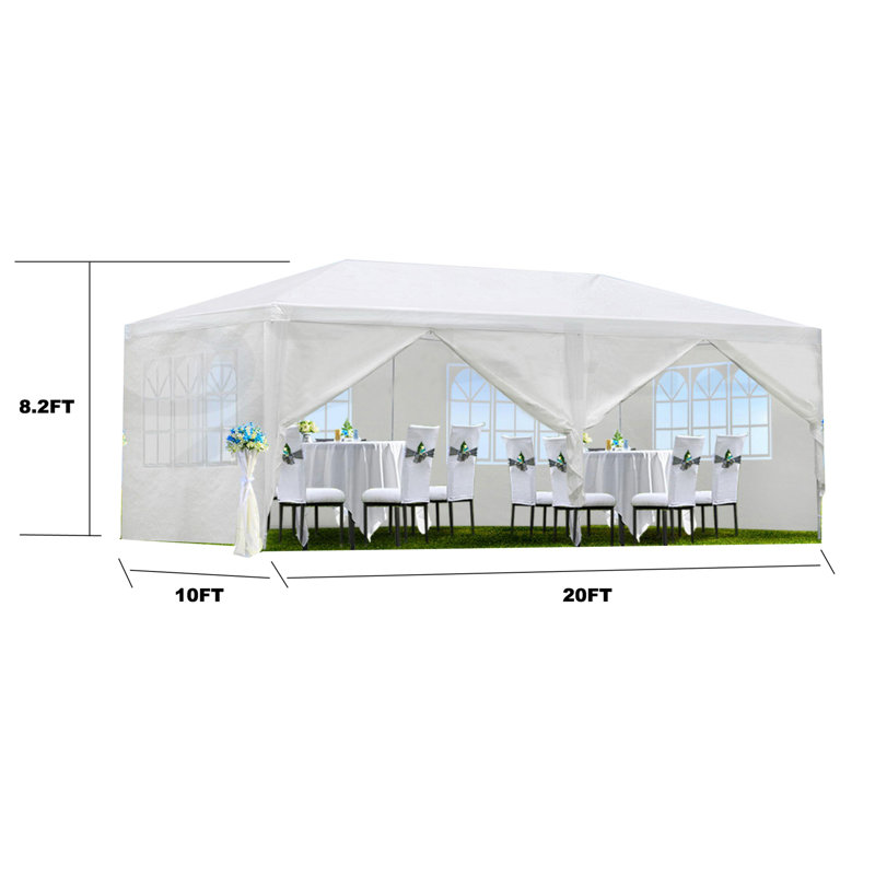 Chapiteau de jardin pour l'extérieur avec 6 parois latérales amovibles, H 8,2 pi x l 20 pi x P 10 pi