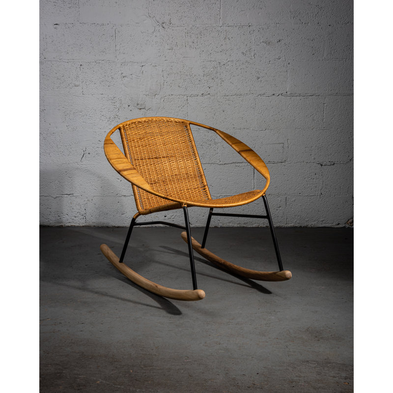 Tucurinca Rocking Chair – Indoor & Outdoor Use, Teak Wood Arms & rockers, Caramel