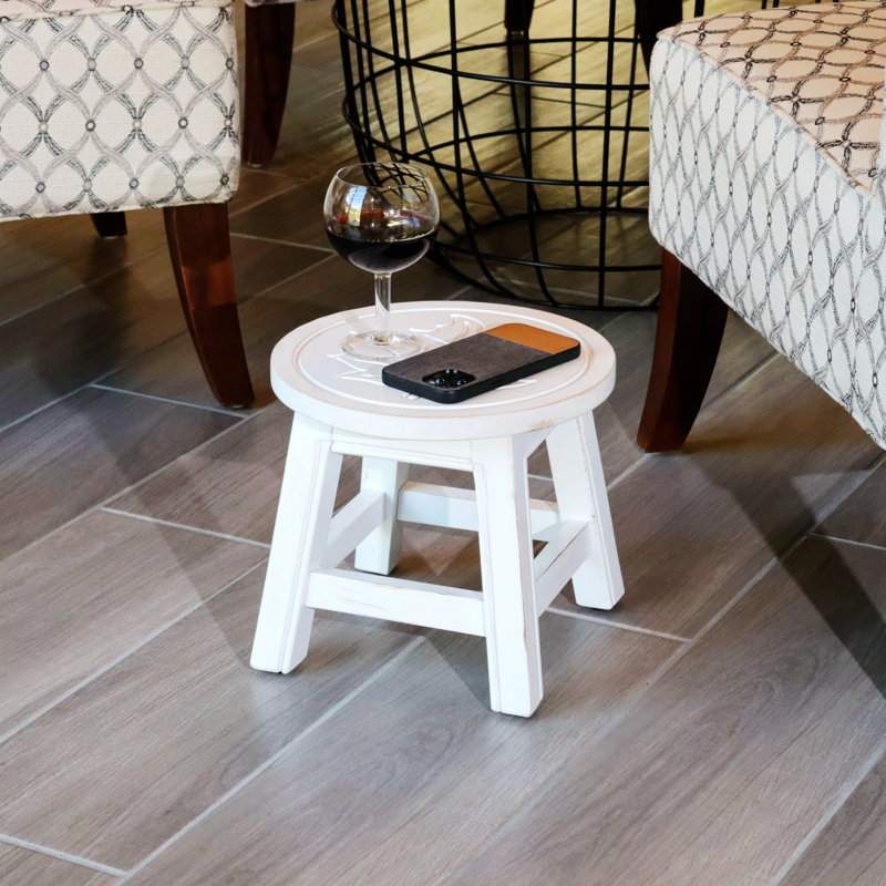 Solid + Manufactured Wood Accent Stool, White