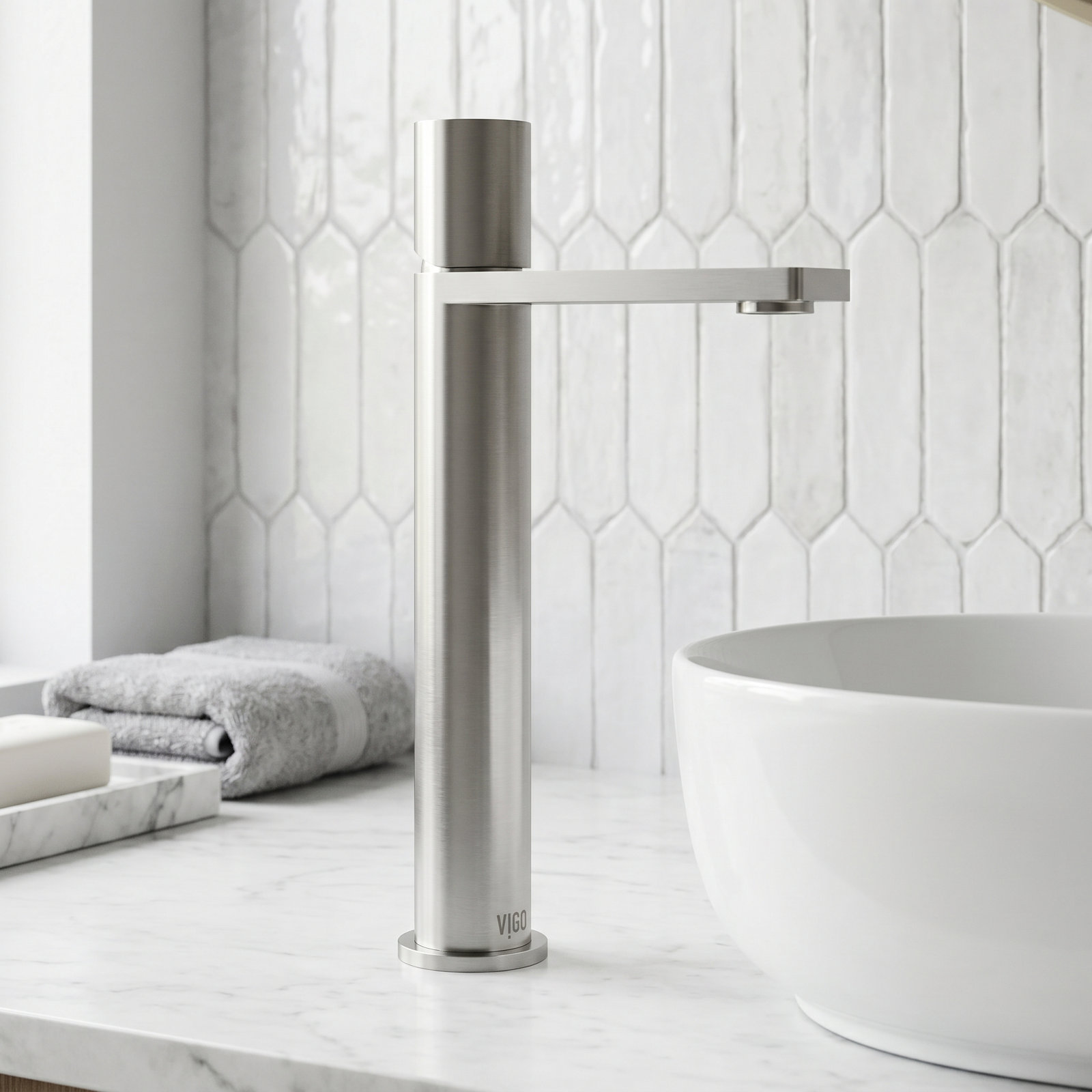 Gotham Vessel Bathroom Faucet, Brushed Nickel