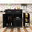 Rolling Kitchen Island with Drop Leaf, Tilt Trash Cabinet, Adjustable Shelves and Removable Side Rack-1821553141