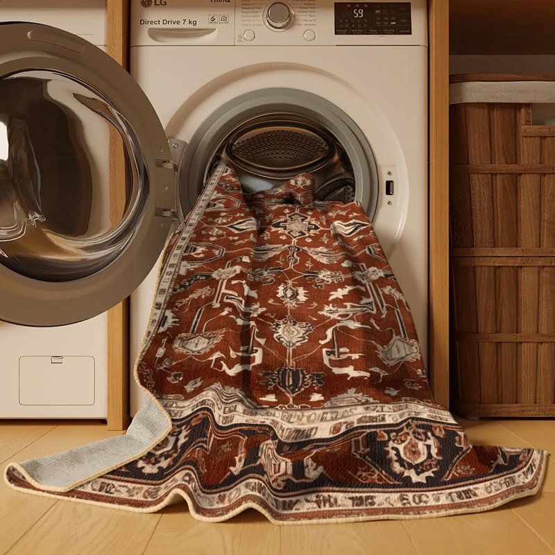 Tapis brun lavable à la machine, Carré 4 pi