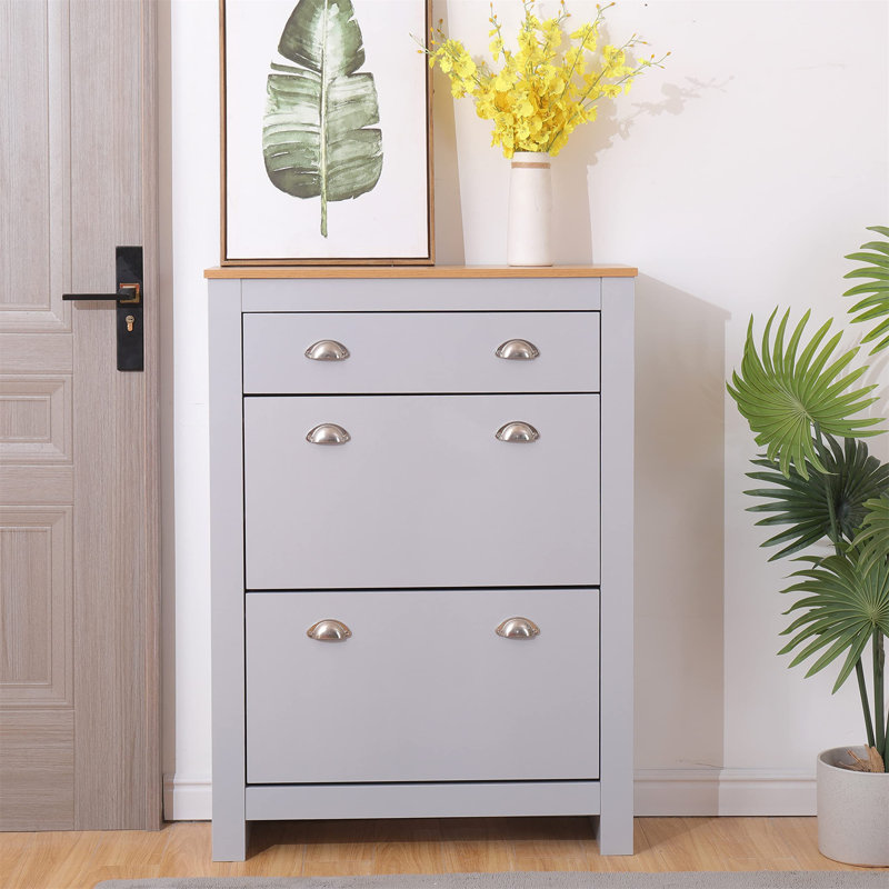 12 Pair Shoe Storage Cabinet, Grey