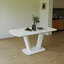 Table de salle à manger blanche de 62,99 à 78,74 po, table de salle à manger en panneau de fibres à densité moyenne et table de salle à manger extensible de style industriel moderne avec pieds en forme de U
