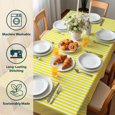 Yellow Striped Tablecloth 84" x 60"
