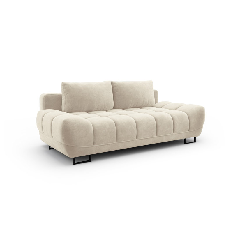 Nicolus 3 Seater Velvet Sofa Bed, Beige