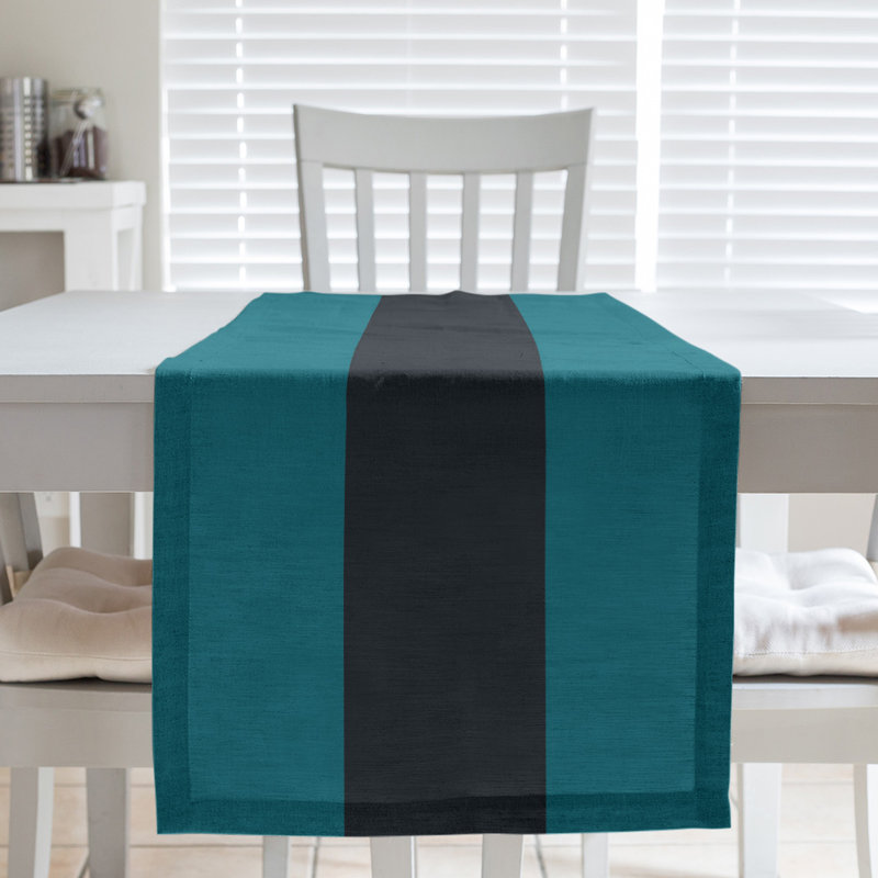 Cleveland Throwback Football Stripes Table Runner, 72" L x 16" W, Cotton Blend, Jacksonville Throwback Football Teal/Black