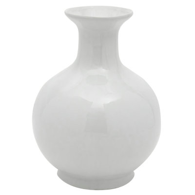 12" Antique White Porcelain Vase