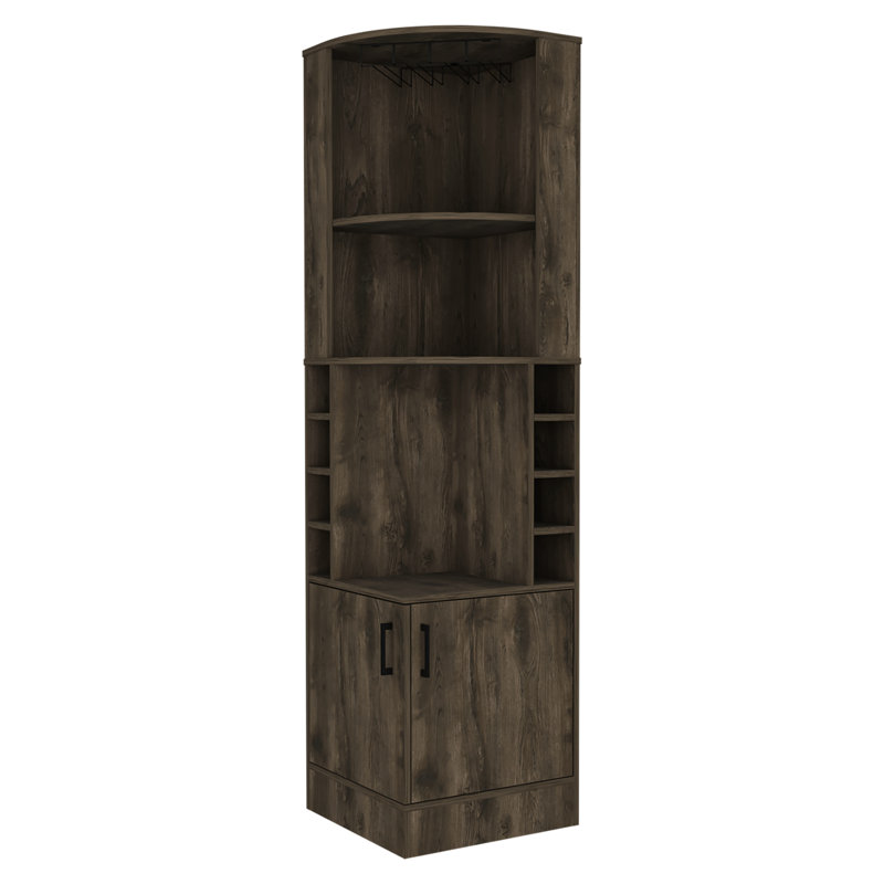 Dark Brown Liquor Cabinet With 8 Capacity And Extra Shelving 2-shelf Bar Cabinet, A Focus On Practical Stylish Storage, Brown