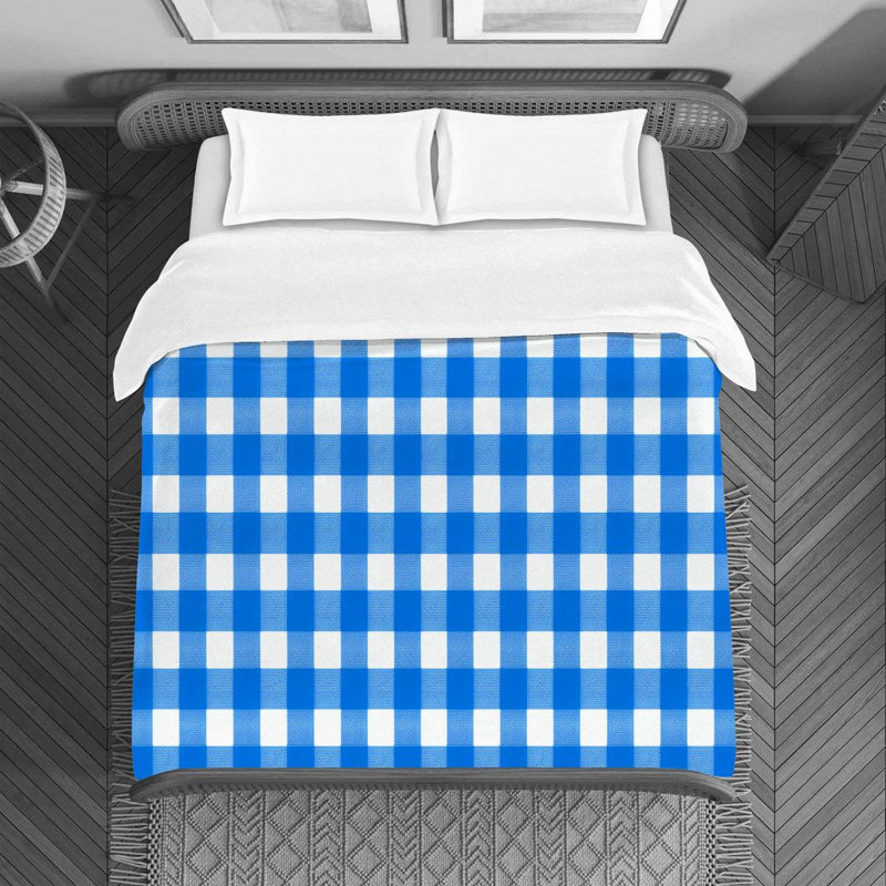Housse de couette , Housse de couette pour lit simple, Bleu / blanc
