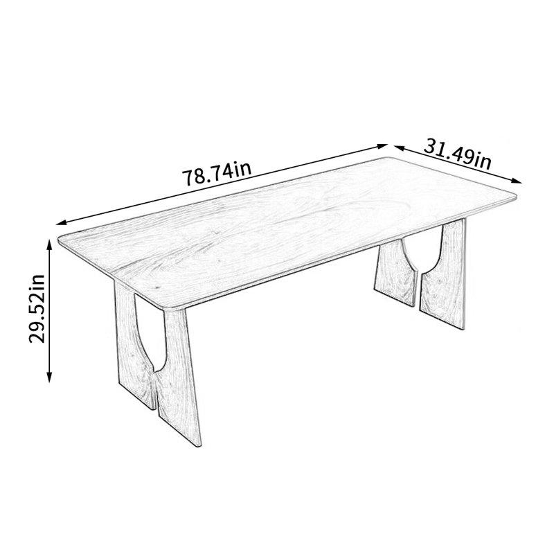 Walnut Solid Wood Dining Table, 31.49" W x 78.74" L