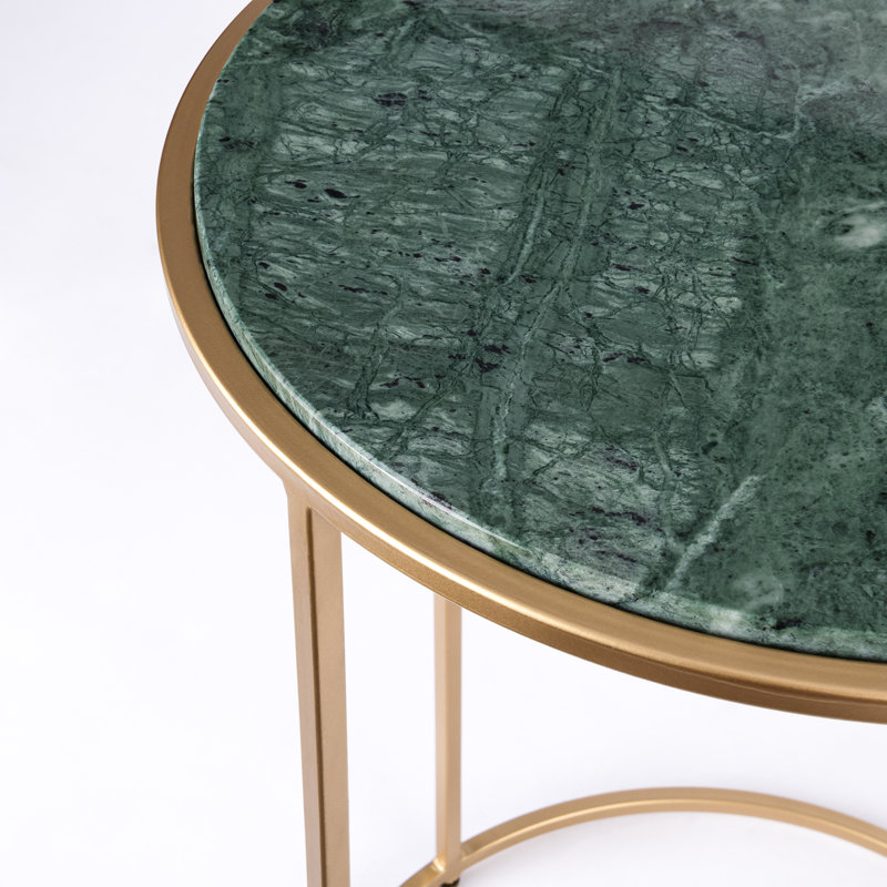 Nikelle Marble Top End Table, Green, Gold