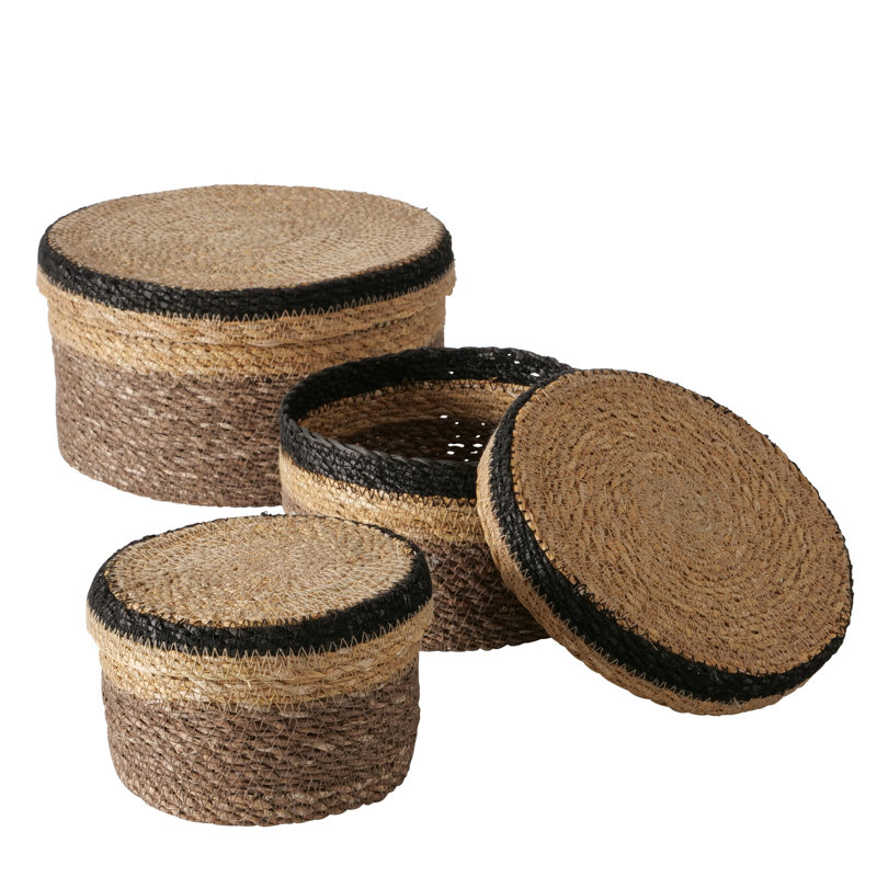 3 Piece Stackable Circular Basket Box Set